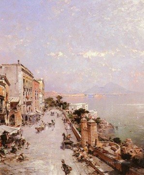 BelgianA View Of Posilippo Naples Venice Franz Richard Unterberger Oil Paintings